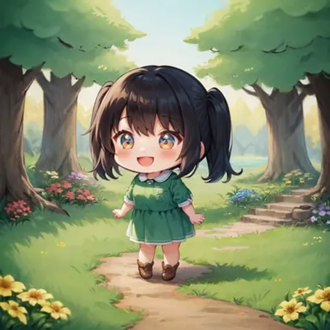 masterpiece, absurdres, highres, best quality, 1girl, standing, smile, happy, outside, nature, full body, day, grass, field, flower field, river, <lora:lottalewdsThisisfine_v2:1>