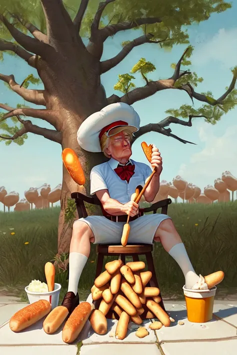 And Donald Trump sat on the bread and dropped upon it the churned milk of the (corndog and sausagef tree)