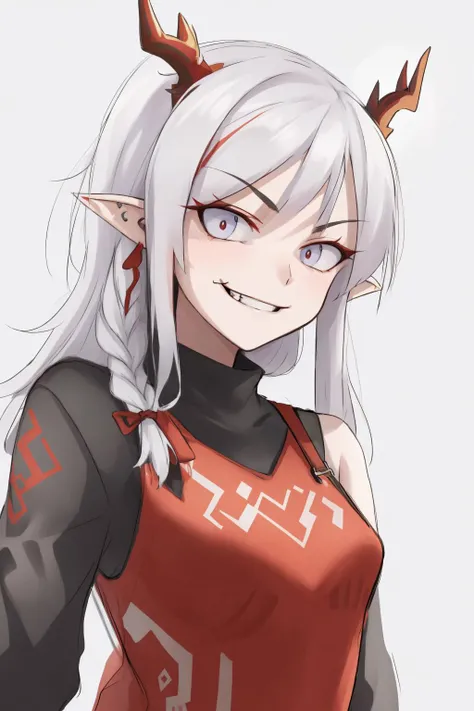1girl, nian, pointy ears, (sketch:1.2), upper body,
<lora:nian:1>
<lora:CrazyExpressions2 expanded:0.8> perspective, evil smile, fang, smug, v-shaped eyebrows,