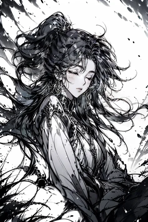 (masterpiece:1.1), (best quality:1.1), (intricate:1.1), (detailed:1.1), (ornate:1.1), (aesthetic:1.1), (monochrome:1.1), (greyscale:1.0), BREAK,
(ink splash:1.0), (from above:1.0), <lora:mo:0.8>, BREAK,
(1girl:1.1), (lying down on grass:1.1), (curled up:1.0), (sleeping:1.0), (closed eyes:1.0), (peaceful:1.0), (bliss:1.0), (at peace:1.0), (resting:1.0)