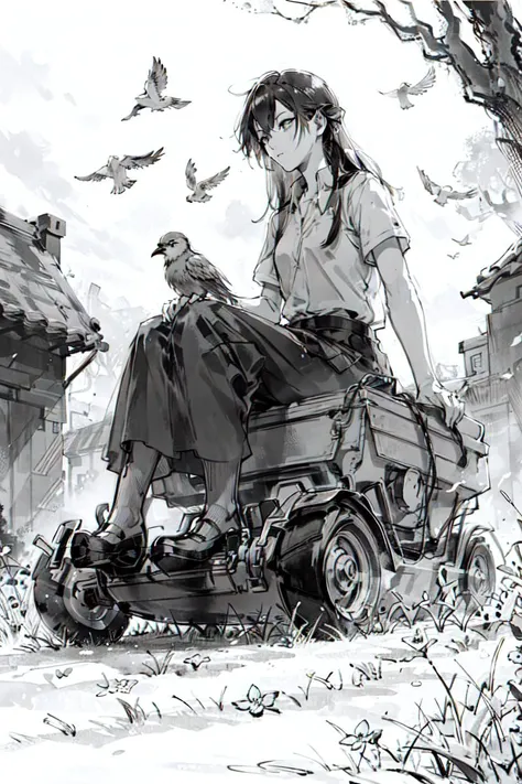 <lora:mo:0.61> ink splash, 
monochrome, greyscale,
lawnmower, lawn, weeds, bird, oak,, (masterpiece:1.3), (best_quality:1.3), (ultra_detailed:1.3), 8k, extremely_clear, realism, (ultrarealistic:1.3),