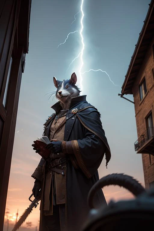 an awarded photography of Tretch Craventail - A devious Skaven chieftain with a long, rat-like tail and clad in tattered robes., at Skyquake (Seneca Guns): Loud, unexplained noises resembling distant thunder in clear weather. , masterpiece, ultrasharp, depth of field and boekh, best quality, <lyco:GoodHands-beta2:1.0>