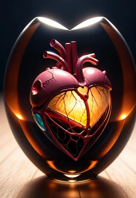 (anatomical human heart made of glass), realistic fantasy photography, 64k, ultra detailed, ultra precise detail, bokeh lighting, surrealism