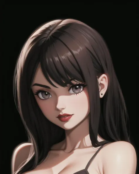 ((masterpiece), best quality, high quality, professional quality, highly detailed, highres, perfect lighting, natural lighting), Generate a magnificent, best quality illustration, Garbed, Artist, Tall, in shape, Diamond-Shaped Face, Dark Skin, Dark Brown Hair, Hazel Eyes, Long Nose, Thick Lips, Prominent Chin, Long Hair, Coarse Hair, Curled Bob, perky breasts, , berry metallic lipstick, A city where buildings cast shadowy silhouettes against luminous streets, A crystalized specimen with a unique and rare formation, showcasing the wonders of mineralogy, perfecteyes eyes, <lora:lora_perfecteyes_v1_from_v1_160:1>