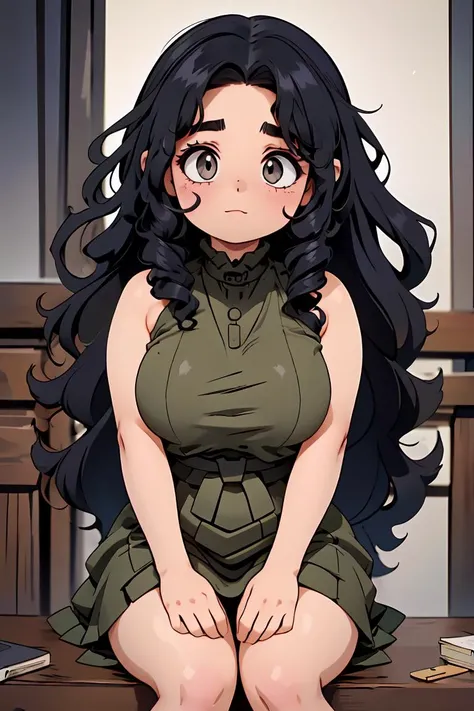 (masterpiece, best quality), 1girl, <lora:ETO_OCC002:1> ETO_OCC,1girl, black hair,curly hair,longhair, thick eyebrows,