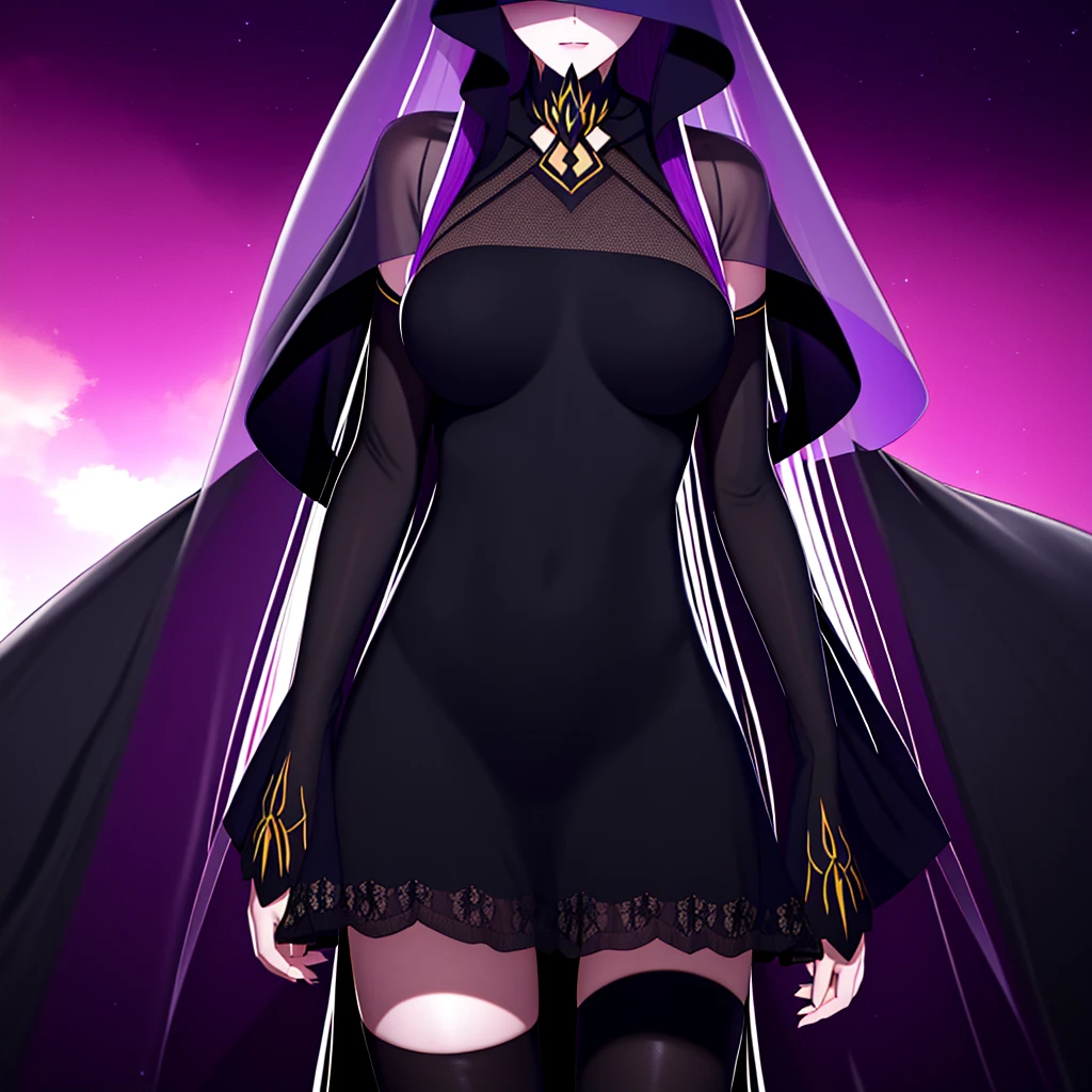 1girl, in full growth, best quality, masterpiece, <lora:satellaReZero_v1:1>, satella, aura, veil, purple_eyes,