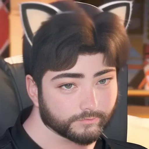 masterpiece, best quality, ((liberalist)), (beard), realistic, 4k, cat ears
