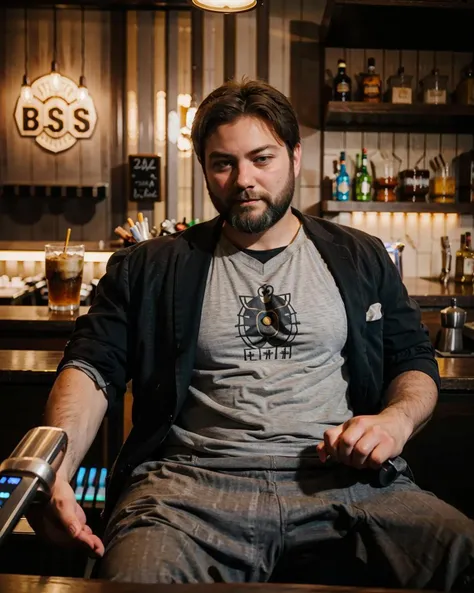 <lora:sargon_v10:1>, beard, realistic, suit, sitting at bar,