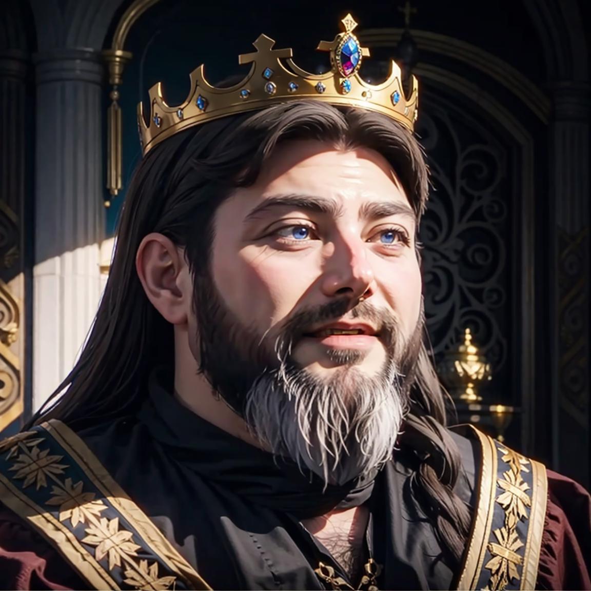 Arafed man with a crown on his head and a beard - SeaArt AI