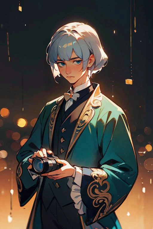 1man, photography, man wear frenchcourtsuit in palace, silver wig, pastel, blue satin, golden, paintings, ornate, details, ornament, dim light, dawn, bokeh background, <lora:ARWCourtSuit:1> <lora:ARWBedroomGothic:0.6>
