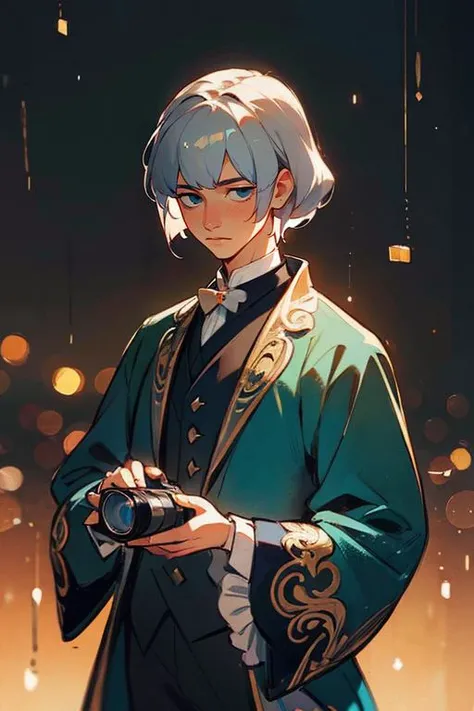 1man, photography, man wear frenchcourtsuit in palace, silver wig, pastel, blue satin, golden, paintings, ornate, details, ornament, dim light, dawn, bokeh background, <lora:ARWCourtSuit:1> <lora:ARWBedroomGothic:0.6>