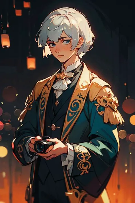 1man, photography, man wear frenchcourtsuit in palace, silver wig, pastel, blue satin, golden, paintings, ornate, details, ornament, dim light, dawn, bokeh background, <lora:ARWCourtSuit:1> <lora:ARWBedroomGothic:0.6>