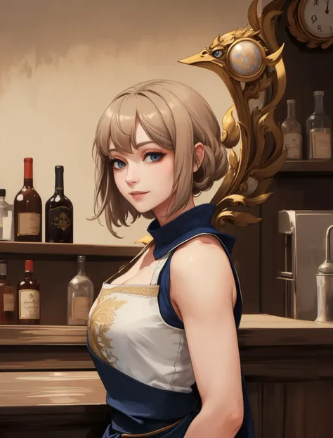 portrait, solo, half shot, looking at viewer, detailed background, detailed face, (fallout theme:1.1) smile, bartender, simple purple clothes, apron, cozy rustic tavern interior in background, mold, wall-decorations, counter, tankard, low light, fantasy atmosphere, , nsfw
(linekanok armor pattern:1.25), (linevichit armor pattern:1.25), (linevichit skirt pattern:1.25), intricate linework armor,,a gold and black pattern,golden leaves, dramatic pose ,(intricate details:1.1),(lam:0.85) ,8k,uhd,professional art,official art, <lora:linevichit3-000006:0.85>