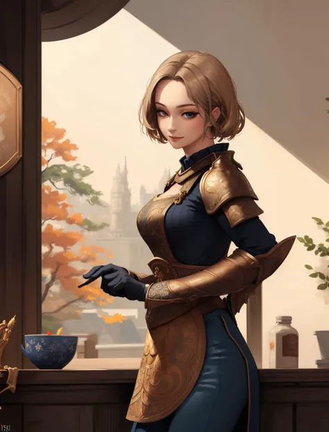 portrait, solo, half shot, looking at viewer, detailed background, detailed face, (fallout theme:1.1) smile, bartender, simple purple clothes, apron, cozy rustic tavern interior in background, mold, wall-decorations, counter, tankard, low light, fantasy atmosphere, , nsfw
(linekanok armor pattern:1.25), (linevichit armor pattern:1.25), (linevichit skirt pattern:1.25), intricate linework armor,,a gold and black pattern,golden leaves, dramatic pose ,(intricate details:1.1),(lam:0.85) ,8k,uhd,professional art,official art, <lora:linevichit3-000006:0.85>