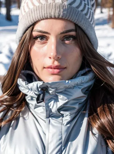 imke salander, winter sports, snow, portrait, smiling at viewer (8k, RAW photo, best quality, masterpiece:1.2),ultra-detailed, (high detailed skin:1.2), 8k uhd, dslr, soft lighting, high quality, <lora:Imke_salander_v11:0.8>