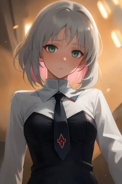 Sanya, grey hair, green eyes, Military Uniform, Necktie, Pantyhose, sexy pose,
(masterpiece, best quality;1), extremely detailed ,ultra detailed, 1girl, solo , :< ,
(85mm),light particles, lighting, (highly detailed:1.2),(detailed face:1.2), (gradients), sfw, colorful, detailed eyes,
(detailed background), detailed landscape, airbase,
<lora:Sanya:0.95>