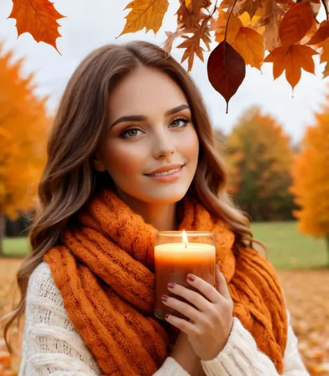 a beautiful woman, Cozy Autumn themed Cozy Autumn themed Romance, romantic Autumn, fall decor, Autumn elements