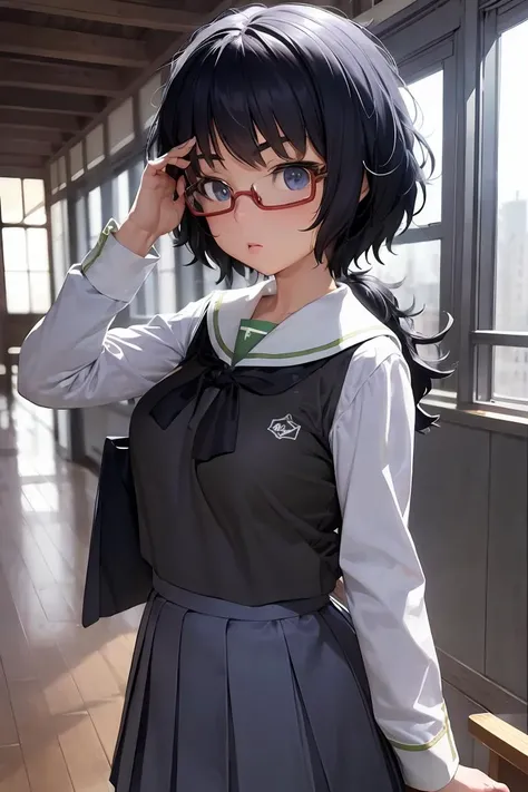 (masterpiece, best quality), 1girl, beautiful face, <lora:Oryou_LoRA:1> OryouDef, Ooarai School Uniform