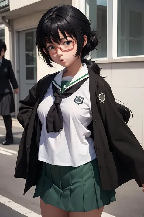 (masterpiece, best quality), 1girl, beautiful face,  <lora:Oryou_LoRA:1> OryouDef, Ooarai School Uniform