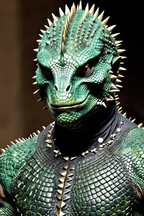 <lora:studs_xl_v1:1>, a photo of a reptilian warrior , lizardfolk, studded skin <lora:KanagawaRivendel:0.6>