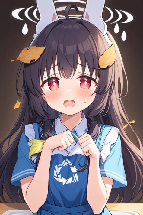 breathtaking,miyu \(blue archive\), 1girl, solo, leaf on head, simple background, trembling, halo, open mouth, looking at viewer, crying with eyes open, food, tearing up, ahoge, wavy mouth, blue apron, school uniform, blush, short sleeves
<lora:KasumizawaMiyu_v2:1> . gorgeous,key visual, vibrant, studio anime,award-winning, professional, highly detailed,high budget, cinemascope
