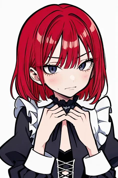 (masterpiece, best quality), 1girl, red hair, medium chest, gothic frill dress, pervert face, <lora:add_detail:1>