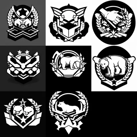 game icon institute,game icon,wanbwflat ,Bear,<lora:bwflat:1>