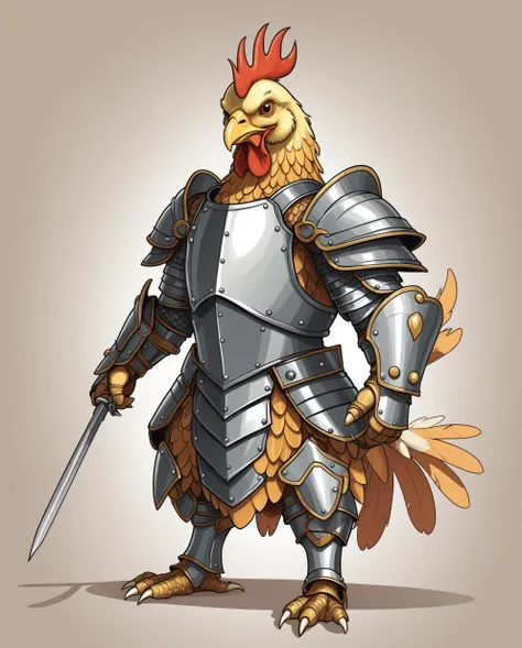 vector, drawing, cartoon, chicken dragon wearing armor