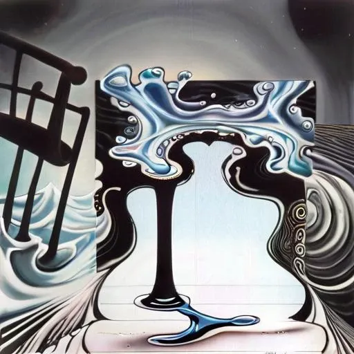in the art style of Salvador Dali, surrealism, a splash of water, amazing, organic, add color to source image, acrylic_paint_\(medium\),