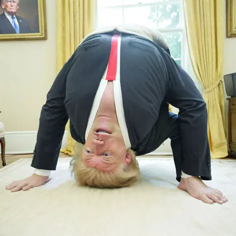 donald trump trying to stick his head up his own ass