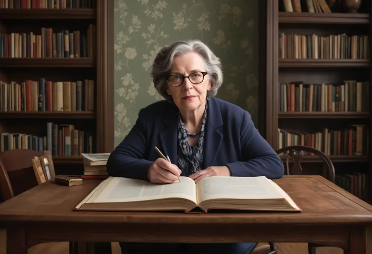photo
A renowned author writes a best-selling novel that spans multiple generations of a family's history, set against the backdrop of a major historical event.
