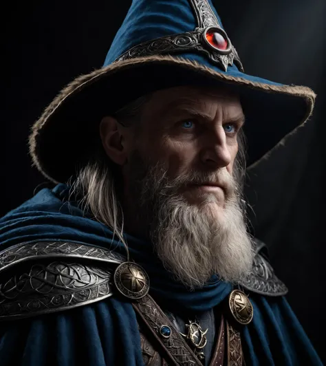 cinematic photo RAW photo,detailed:1.2, creative, Odin as the supreme god of Germano-Scandinavian mythology in the form of a one-eyed elder in a blue cloak and felt hat, there is a bandage on the right eye, accompanied by raven, armed with a spear Gungnir, highly detailed, Life like, photo realistic, perfectly drawn hands, perfectly drawn face, perfect composition, beautiful detailed intricate insanely detailed octane render trending on artstation, 8 k artistic photography, photorealistic concept art, soft natural volumetric cinematic perfect light, chiaroscuro, award - winning photograph, masterpiece, oil on canvas, raphael, caravaggio, greg rutkowski, beeple, beksinski, giger, dark photo, epic dark photo, gothic, dark fantasy stile, ((in style JarosÅaw GrzÄdowicz+++, Joe Abercrombie+++)), dramatic lighting:1.3, (dark shot:1.17), epic realistic, faded, <lora:add-detail-xl:3>