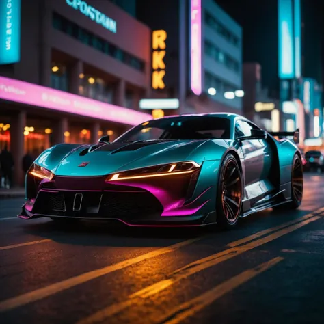 cinematic film still cyberpunk sportscar riding into a dark neon lighted city, amazing details, masterpiece, high quality photography, 3 point lighting, flash with softbox, 4k, Canon EOS R3, hdr, smooth, sharp focus, high resolution, award winning photo, 80mm, f2.8, bokeh . shallow depth of field, vignette, highly detailed, high budget, bokeh, cinemascope, moody, epic, gorgeous, film grain, grainy, RAW candid cinema, 16mm, color graded portra 400 film, remarkable color, ultra realistic, textured skin, remarkable detailed pupils, realistic dull skin noise, visible skin detail, skin fuzz, dry skin, shot with cinematic camera, high quality photography, 3 point lighting, flash with softbox, 4k, Canon EOS R3, hdr, smooth, sharp focus, high resolution, award winning photo, 80mm, f2.8, bokeh