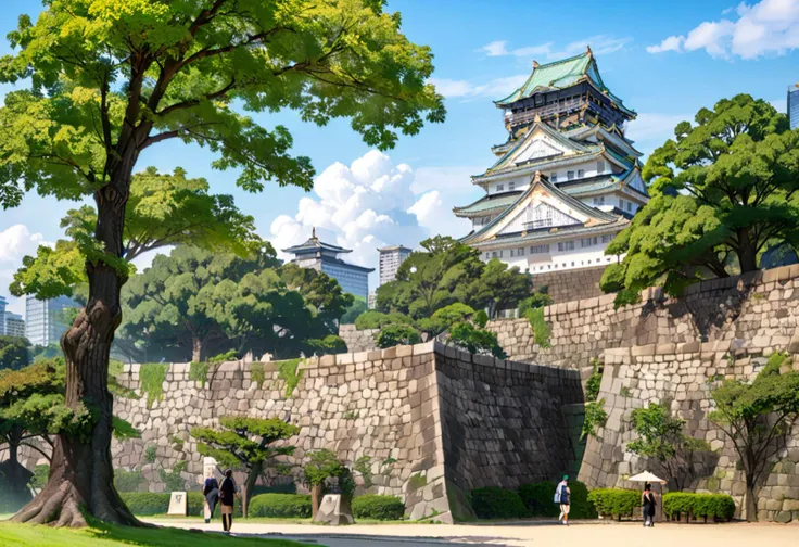 masterpiece, best quality, very aesthetic, absurdres,
Osaka Castle, sky, scenery, cloud, outdoors, architecture, day, east asian architecture, tree, blue sky, stone wall, wall, building, cloudy sky, grass
 <lora:Osaka_Castle_SDXL_V1:1>