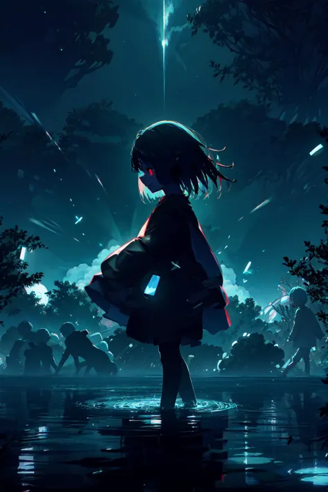natural lighting, soft lighting, backlight,(night:1.3), HDR (High Dynamic Range), Maximum Clarity And Sharpness, Multi-Layered Textures, 
<lora:4960_fireflies:0.9> (neon blue fireflies:1.2),(many children,glowing pure eyes,smile:1.3),playing,perfect hands,perfect legs,perfect fingers,pure,
<lora:Silhouette:0.9> silhouette, light particles,