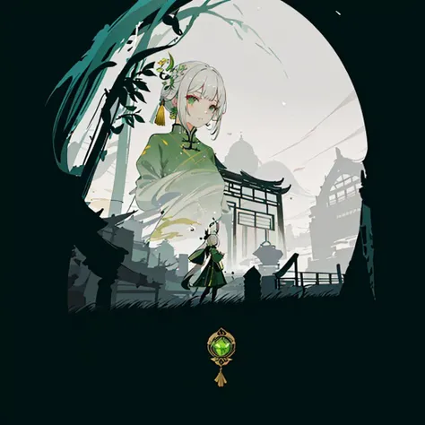 poster, chinese building, 1 girl, green china dress, white hair, jasmine flower,
<lora:33603973247c4b71d65d6728cebf01abe21a8db7523d17a923130999c3e53da4:1> <lora:Moxin_10:0.5>