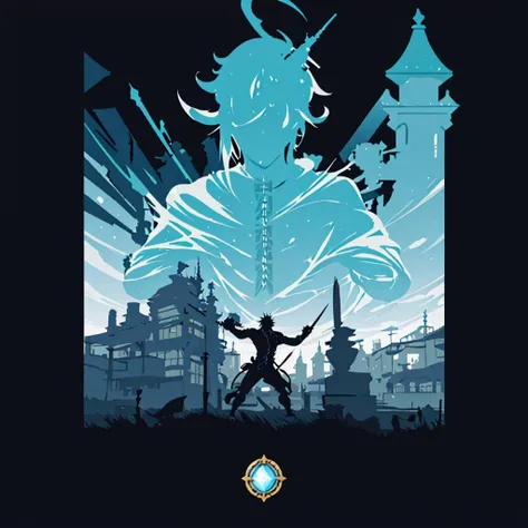 poster, a guy fighting with sword in hands,
<lora:mryu_7:1>
