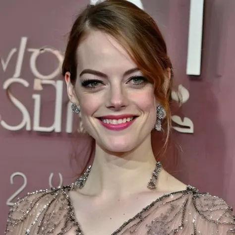 beautiful photo of emma stone wearing a lowcut pink lace dress, indoors at awards, pink lace bodice, attractive, twenties, dramatic lighting, ultraskin, good looking, pixma, canon, nikon, kodak, pretty, beautiful, skin detail, twenty-years-old, emma stone