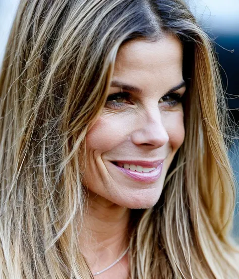 photo of sandra bullock wearing a tight white t-shirt, blonde, long hair, attractive, thirties, outdoors, natural lighting, earrings, photograph, ultraskin, good looking, pixma, canon, nikon, kodak, pretty, beautiful, skin detail, thirty years old, sandra bullock, analogfilm768-old-school