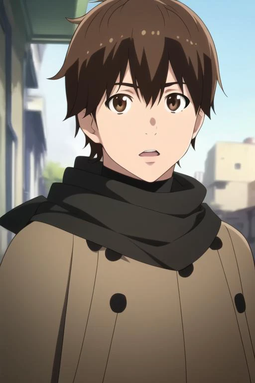 masterpiece, best quality, high quality, 1boy, solo, male focus, looking at viewer, upper body, <lora:haruhiro:0.78>, haruhiro, brown hair, brown eyes, realistic, gakuran