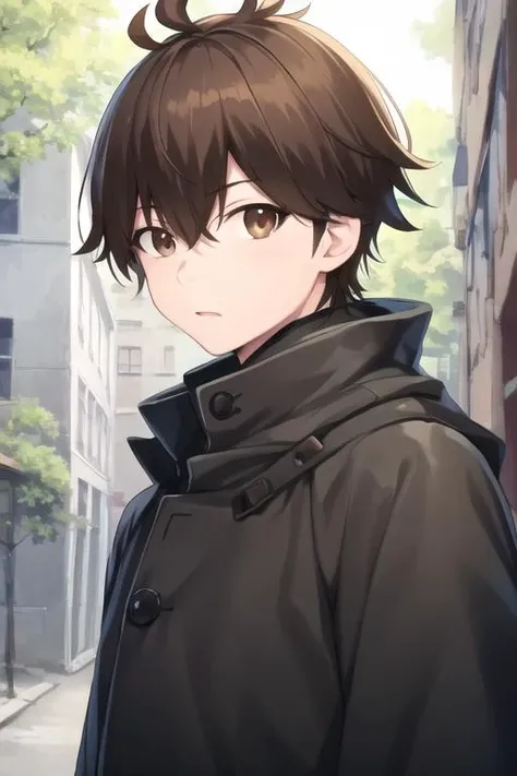 masterpiece, best quality, high quality, 1boy, solo, male focus, looking at viewer, upper body, <lora:haruhiro:0.74>, haruhiro, brown hair, brown eyes, , gakuran