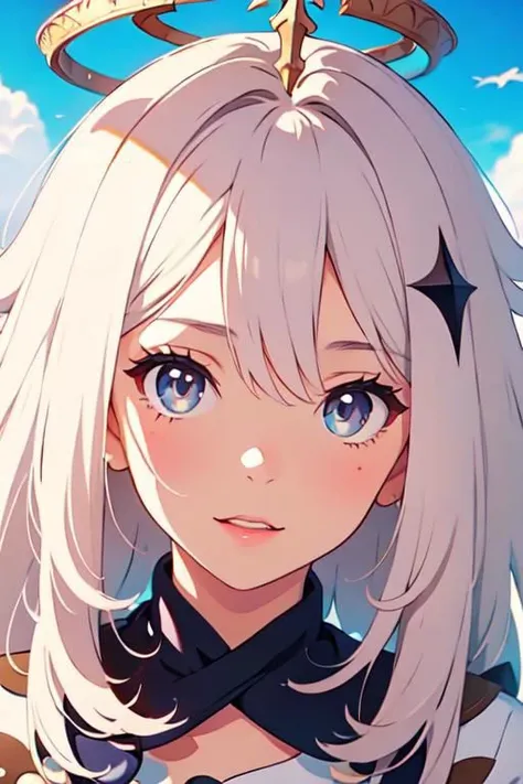 face portrait, close up, (masterpiece:1.1),incredibly absurdres,8k wallpaper,ultra detailed,top quality,1girl, happy, kissy lips, angelic eyes,sharp focus,lisa (genshin impact), paimondef,paimonrnd