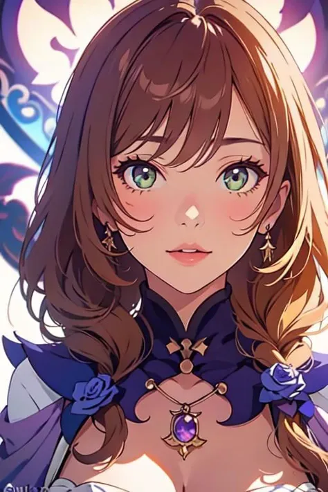 face portrait, close up, (masterpiece:1.1),incredibly absurdres,8k wallpaper,ultra detailed,top quality,1girl, happy, kissy lips, angelic eyes,sharp focus,lisa (genshin impact), lisadef,lisarnd