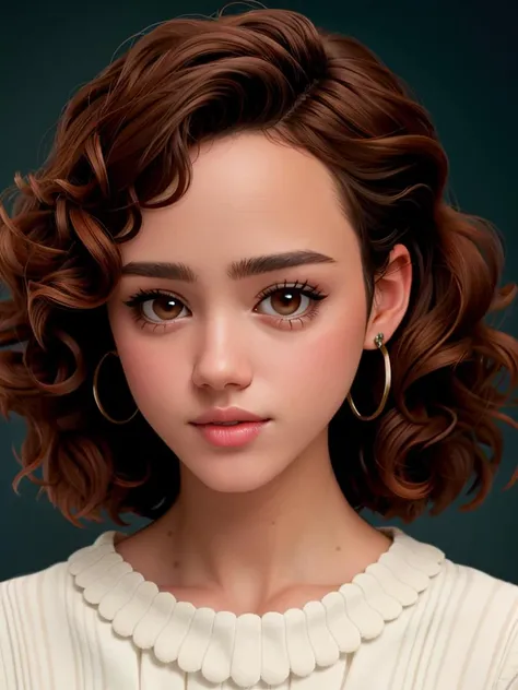 Realistic photo of a beautiful n4th4l133 woman, 1girl, solo, looking at viewer, brown hair, brown eyes, dark skin, jewelry, closed mouth, earrings, mole, lips, eyelashes, portrait, curly hair, realistic, soft lighting, professional Photography, Photorealistic, detailed, RAW, analog, sharp focus, 8k, HD, high quality, masterpiece<lora:n4th4l133:1.0>