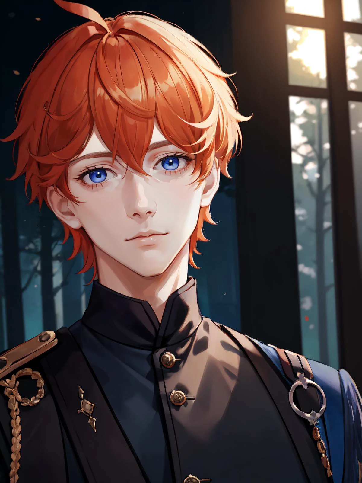 1man, face close up portrait, tartaglia, blue eyes, short hair, orange hair, hair between eyes, russian royal 18 century costume, forest sunset gradient background,
<lora:Tartaglia:0.6>, <lora:handsome_male:0.2>, <lora:wowifierV3:0.2>, <lora:GoodHands-vanilla:1>, <lora:lora_blood_v1_from_v1_160:1>,
