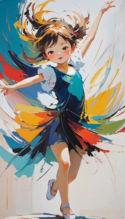 abstract expressionist painting of a dancing . energetic brushwork, bold colors, abstract forms, expressive, emotional