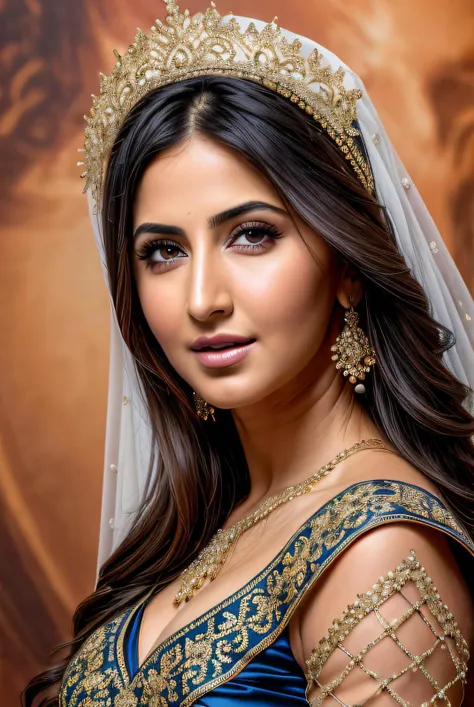 RAW photo a stunning intricate photo of (Katr1n4K41f01:0.99), (closeup:1.1), (wearing a tunic:1.2), photo shot on Nikon D850, 16k, sharp focus, masterpiece, Hyper Detailed, breathtaking, atmospheric perspective, diffusion, pore correlation, skin imperfections, DSLR, 80mm Sigma f2, depth of field, seductive smile,( colourful mural in background:1.1), (perfect eyes:1.2), <lora:add_detail:1>