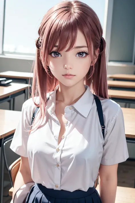 (masterpiece:1.2),best quality,extremely detailed,realistic,(photo-realistic:1.5),
BREAK
cute girl,solo,shiny skin,small breasts,twintails,
perfect detailed eyes,perfect anatomy,
cute eyes,(pink eyes:1.3),(pink hair:1.4),
BREAK
school uniform AND white shirt AND black skirt,
BREAK
classroom,
BREAK
looking at viewer,character focus,
BREAK
