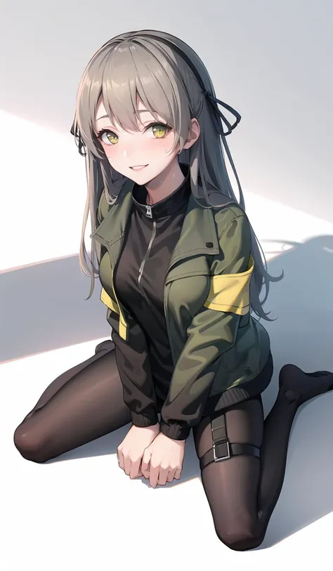 (masterpiece,best quality, detailed), indoors, looking at viewer, 1girl, solo, full body, from above, smile, sitting, wariza,
origin, 1girl, long hair, solo, jacket, smile, white background, simple background, looking at viewer, green jacket, shirt, open clothes, open jacket,sweat,smile, blush, cowboy shot, <lora:UMP40-pynoise-000011:1>
