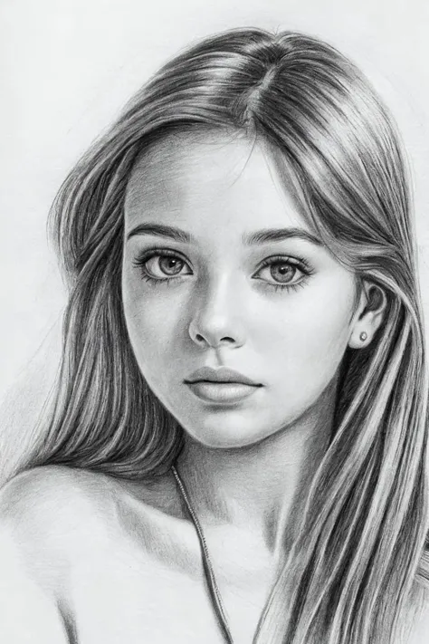 Beautiful girl, pencil drawing